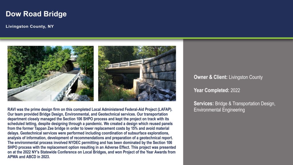 Project – Dow Road Bridge – Ravi Engineering & Land Surveying, P.C.