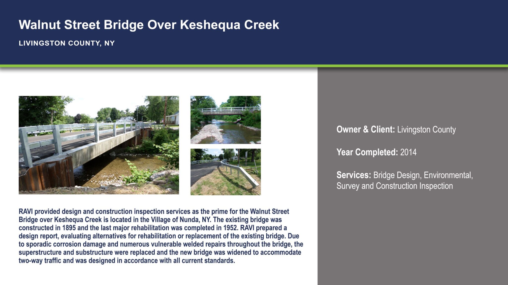Project – Walnut Street Bridge – Ravi Engineering & Land Surveying, P.C.